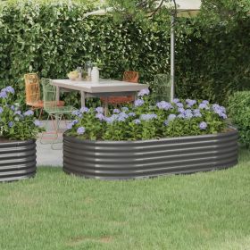 Garden Raised Bed Powder-coated Steel 68.9"x39.4"x14.2" Gray