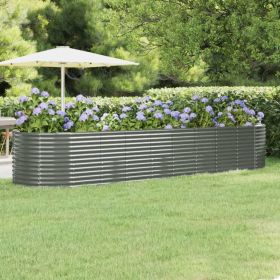 Garden Raised Bed Powder-coated Steel 155.9"x39.4"x26.8" Gray