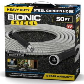 Bionic Steel Garden Hose, 304 Stainless Steel Metal Water Hose â€“ Flexible, Lightweight, Crush Resistant Aluminum Fittings, Kink & Tangle Free