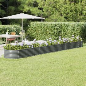 Garden Raised Bed Powder-coated Steel 201.6"x31.5"x14.2" Gray