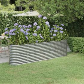 Garden Raised Bed Powder-coated Steel 102.4"x15.7"x26.8" Silver