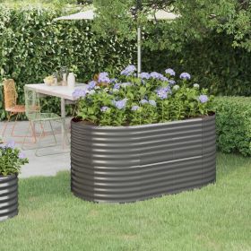 Garden Raised Bed Powder-coated Steel 59.8"x31.5"x26.8" Gray