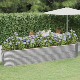 Garden Raised Bed Powder-coated Steel 144.9"x31.5"x26.8" Silver