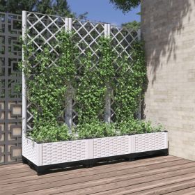 Garden Planter with Trellis White 47.2"x15.7"x47.8" PP