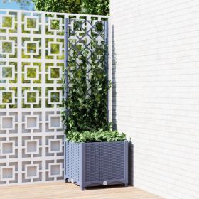 Garden Planter with Trellis Dark Gray 15.7"x15.7"x53.5" PP