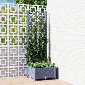 Garden Planter with Trellis Dark Gray 15.7"x15.7"x47.8" PP