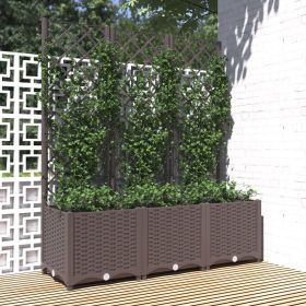 Garden Planter with Trellis Brown 47.2"x15.7"x53.5" PP