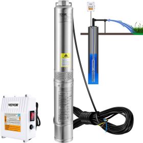 VEVOR Deep Well Submersible Pump, 3HP 230V/60Hz, 37GPM 640 ft Head, with 33 ft Cord & External Control Box