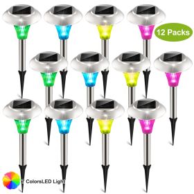 12Packs Solar Garden Lights Outdoor IP44 Waterproof Solar Pathway Lights Color Changing Landscape Lamps