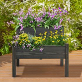 2 Tier Wooden Raised Garden Bed with Legs Drain Holes