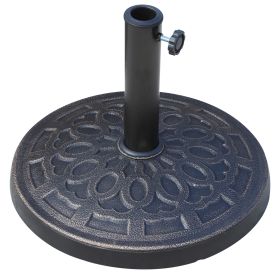 17" 26 lbs Round Resin Umbrella Base Stand Market Parasol Holder with Beautiful Decorative Pattern & Easy Setup, for Î¦1.5", Î¦1.89" Pole, for Lawn