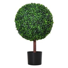 23.5" Artificial Boxwood Topiary Ball Tree, Fake Decorative Plant, Nursery Pot Included for Home, Balcony, Backyard and Garden