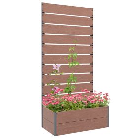 Outsunny Raised Garden Bed with Trellis for Climbing Plants, Planter Box with Drainage Gap, Freestanding Trellis Planter for Outdoor, Patio, Deck