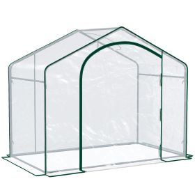 Outsunny 6' x 3' x 5' Portable Walk-in Greenhouse, PVC Cover, Steel Frame Garden Hot House, Zipper Door, Top Vent for Flowers, Vegetables, Saplings