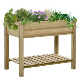 Outsunny 36" x 20" x 30" Raised Garden Bed, Elevated Wood Planter Box with Legs and Storage Shelf for Backyard, Patio, Balcony to Grow Vegetables