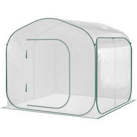 Outsunny 7' x 7' x 6' Portable Walk-in Greenhouse, Pop-up Setup, Outdoor Garden Hot House, Hobby Greenhouse Tent with Zipper Door for Growing Flowers