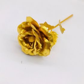 24K Luminous Color Gold Rose Flower Set (Option: Gold naked flower)