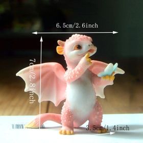 1pc Miniature Fairy Garden Figurines, Cute Resin Dragon Statue, Mini Dragon Reading Figurine, Mini Pink Dragon And Baby Statue, Fairy Garden Decor (Items: Butterfly And Dragon)