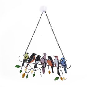 1set, Wrought Iron Bird Ornament Metal Model 4 Birds 7 Birds Pendant Painted Spray Paint Welding Handicraft Window Decoration, Garden Patio Decoration (Color: 7 Birds Metal Style 1)