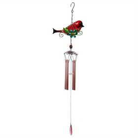 1set, Wind Chimes, Birds, Iron, Glass, Painted Handicrafts, Hanging Pieces, Courtyard Gardens, Metal Aluminum Pipe Hanging Pieces.Comes With S-hook (Color: 150Red Bird)