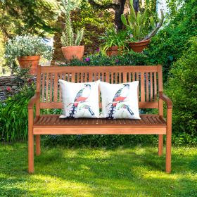 Two Person Solid Wood Garden Bench with Curved Backrest and Wide Armrest (Color: as show)