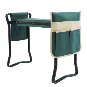 Bosonshop Garden Kneeler & Seat Folding Multi-Functional Steel Garden Stool with Tool Bag EVA Kneeling Pad (Green: w/2 Tool Pouches)