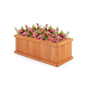 Garden Lawn Fir Wood Planter Box with Drainage Holes (Color: As pic show, Type: Style A)