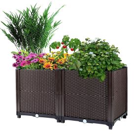 Raised Garden Bed Plant Growth Box with Self-watering System for Garden Patio Balcony Elevated Planter Box for Flowers Vegetables Herbs (size: 60_30_20cm)