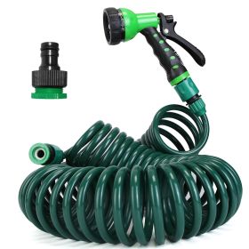 EVA Recoil Garden Hose Flexible Self-coiling Water Hose with 3/4' and 1/2' Adapter with 7 Spraying Modes for Boat Greenhouse Yard Patio (Length: 15M)