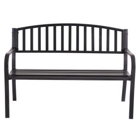 50 Inch Patio Garden Bench Loveseats for Outdoor (Color: Black)