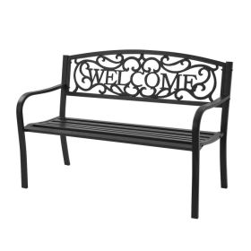 Garden Bench with Elegant Bronze Finish and Durable Metal Frame (Color: Black)