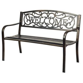 Garden Bench with Elegant Bronze Finish and Durable Metal Frame (Color: Bronze)