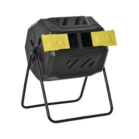 Tumbling Compost Bin  for Garden Kitchen Yard Outdoor Usage (Color: Yellow & Black, Type: Garden Supplies)